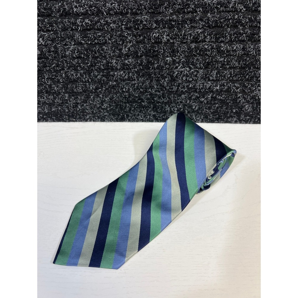 Brooks Brothers Makers Blue Green Striped Necktie All Silk Men's Tie